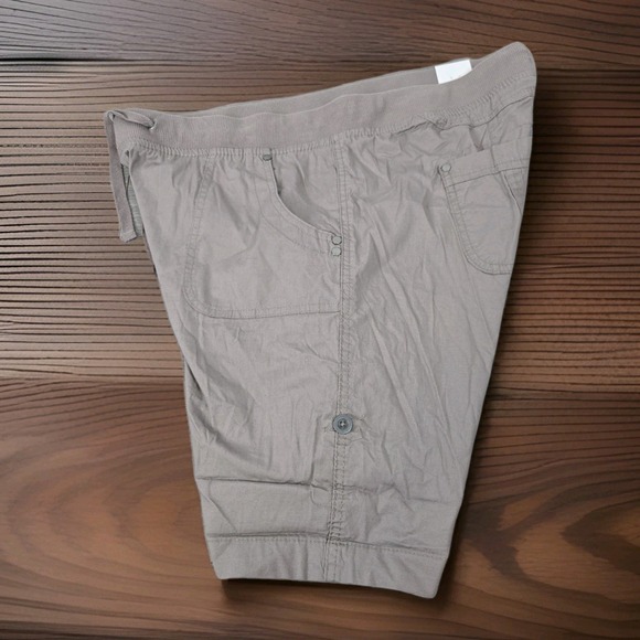 Dash Roll Cuff Cargo Shorts Womens 1X Brown Drawstring Waist Lightweight NWT - Picture 4 of 15
